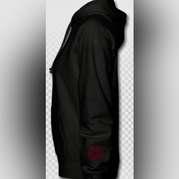 Unisex Black & Deep Red Baphomet Satanic Hoodie💀 Size XL - Picture 4 of 15